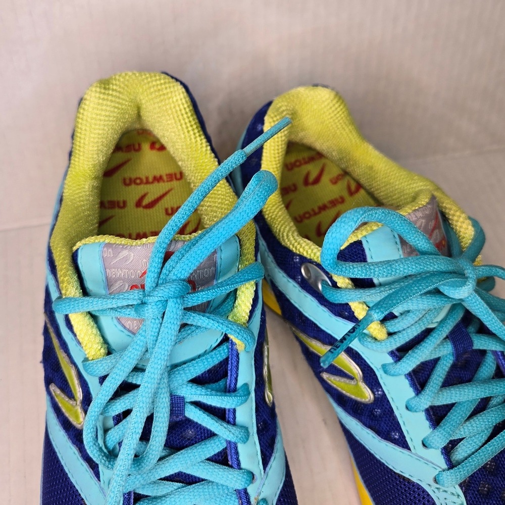 Newton Motion Stability Running Shoes Navy Cyan Yellow Mesh Sneakers 8 - Picture 6 of 10
